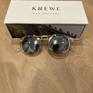 Krewe St. Louis mirrored crystal 24k sunglasses. Hardly worn
